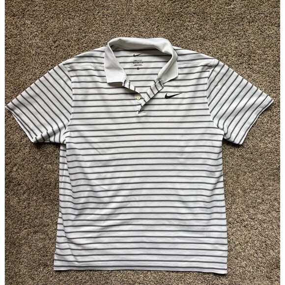 Nike Golf Polo Shirt Stripe Size Medium - Picture 1 of 7